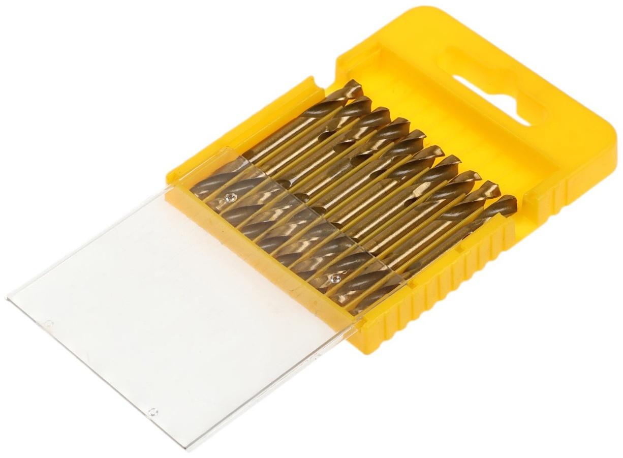 Набор двусторонних сверл по металлу ТУНДРА, HSS-Tin, 5.2 х 55 мм, 10 шт.
