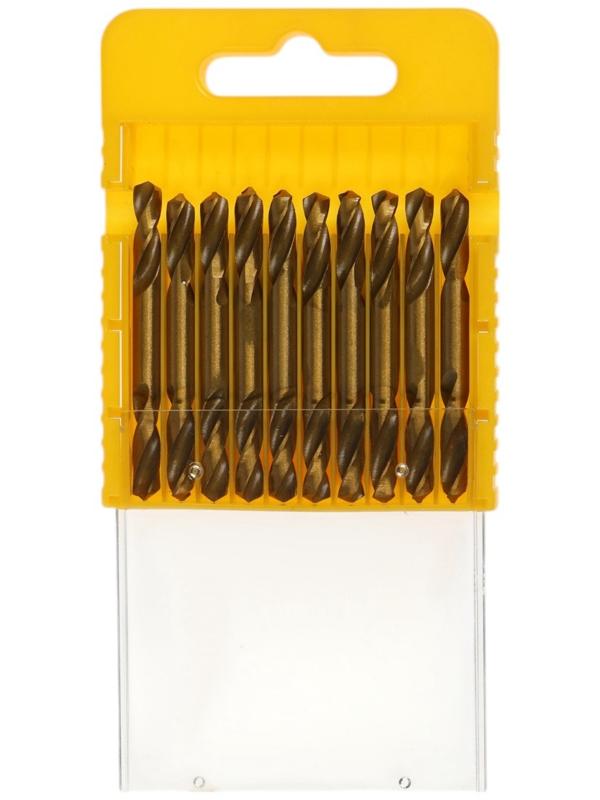 Набор двусторонних сверл по металлу ТУНДРА, HSS-Tin, 5.2 х 55 мм, 10 шт.