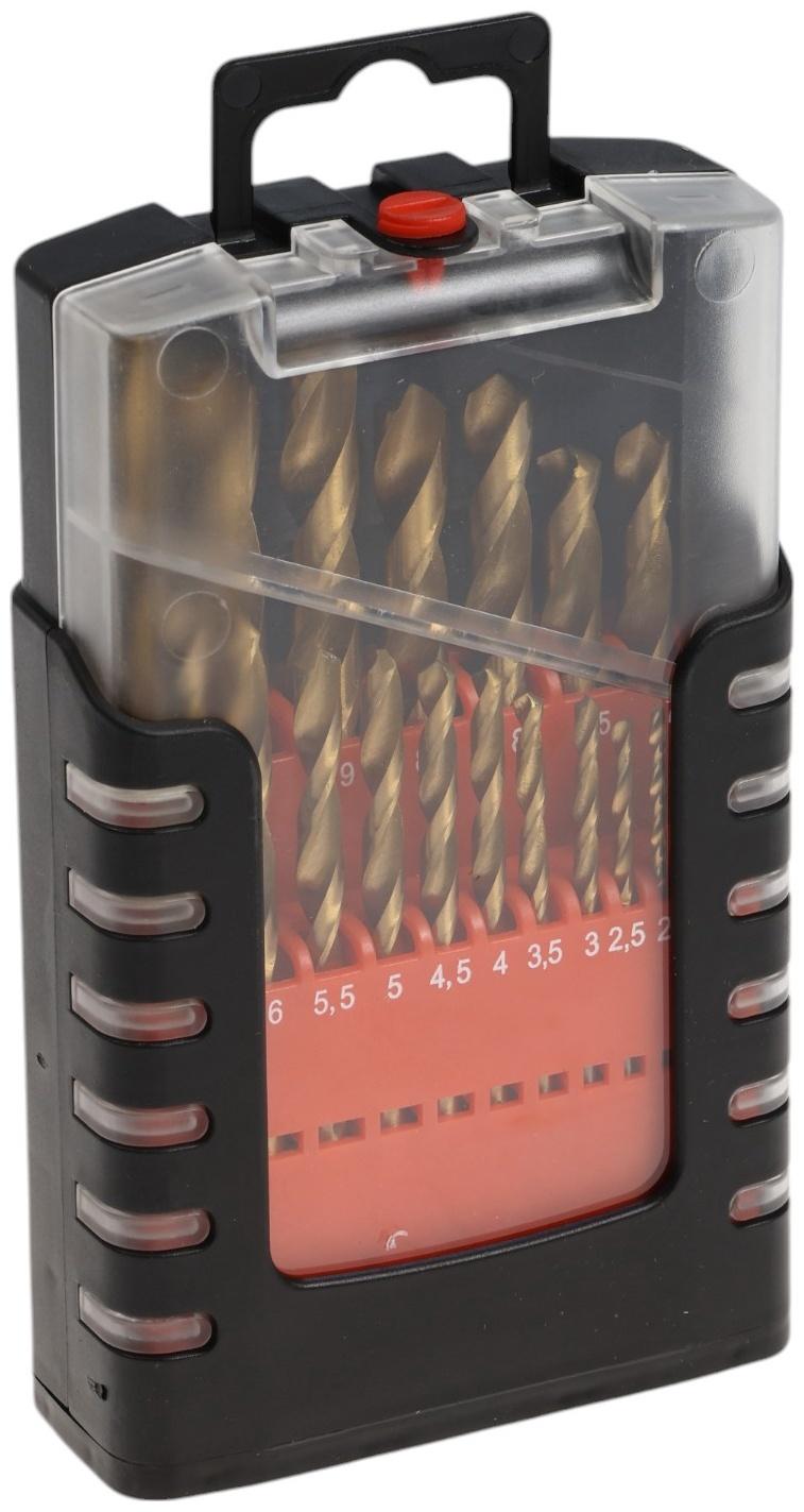 Набор сверл по металлу ТУНДРА, HSS-Tin, цилиндрический хвостовик, 1 - 10 мм, 19 шт.