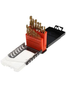 Набор сверл по металлу ТУНДРА, HSS-Tin, цилиндрический хвостовик, 1 - 10 мм, 19 шт.