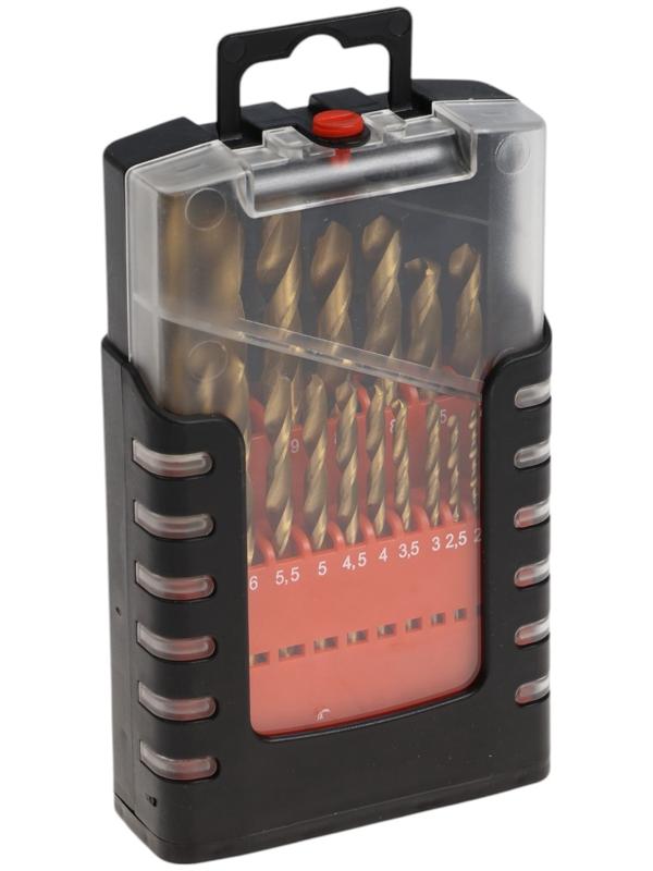Набор сверл по металлу ТУНДРА, HSS-Tin, цилиндрический хвостовик, 1 - 10 мм, 19 шт.