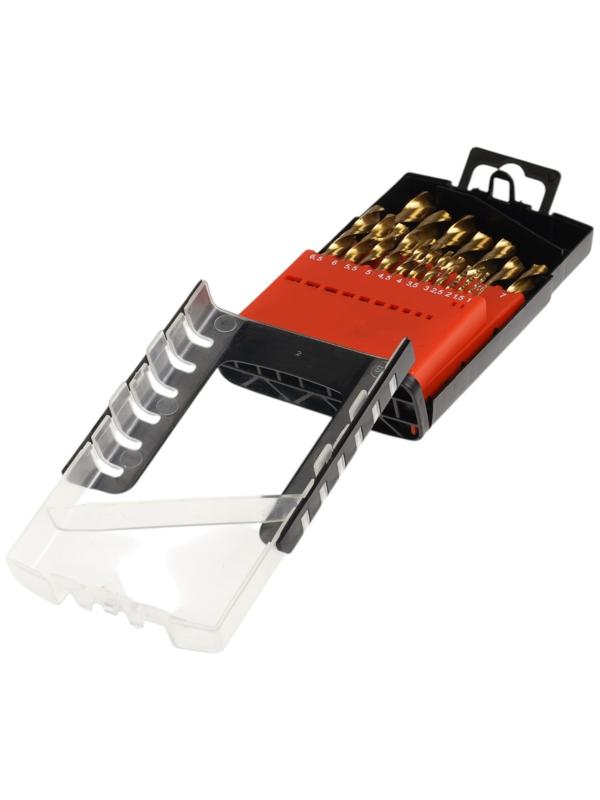 Набор сверл по металлу ТУНДРА, HSS-Tin, цилиндрический хвостовик, 1 - 10 мм, 19 шт.