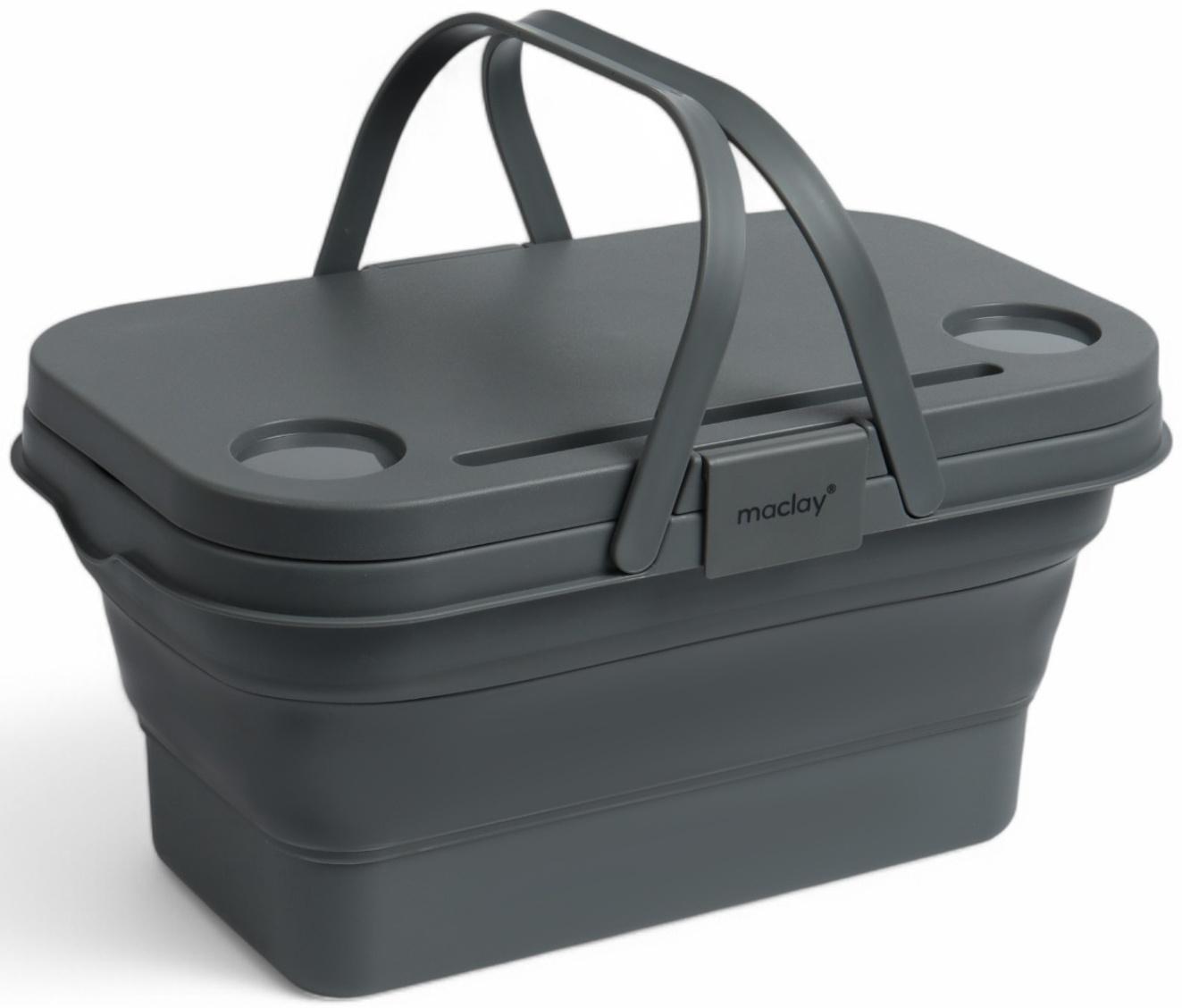 Корзина - столик Maclay 2 в 1, складная, 47 х 28,5 х 23,5 см, стол 45 х 28 х 16 см, серая