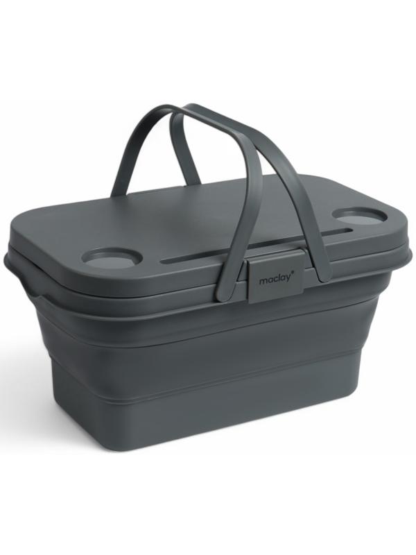 Корзина - столик Maclay 2 в 1, складная, 47 х 28,5 х 23,5 см, стол 45 х 28 х 16 см, серая