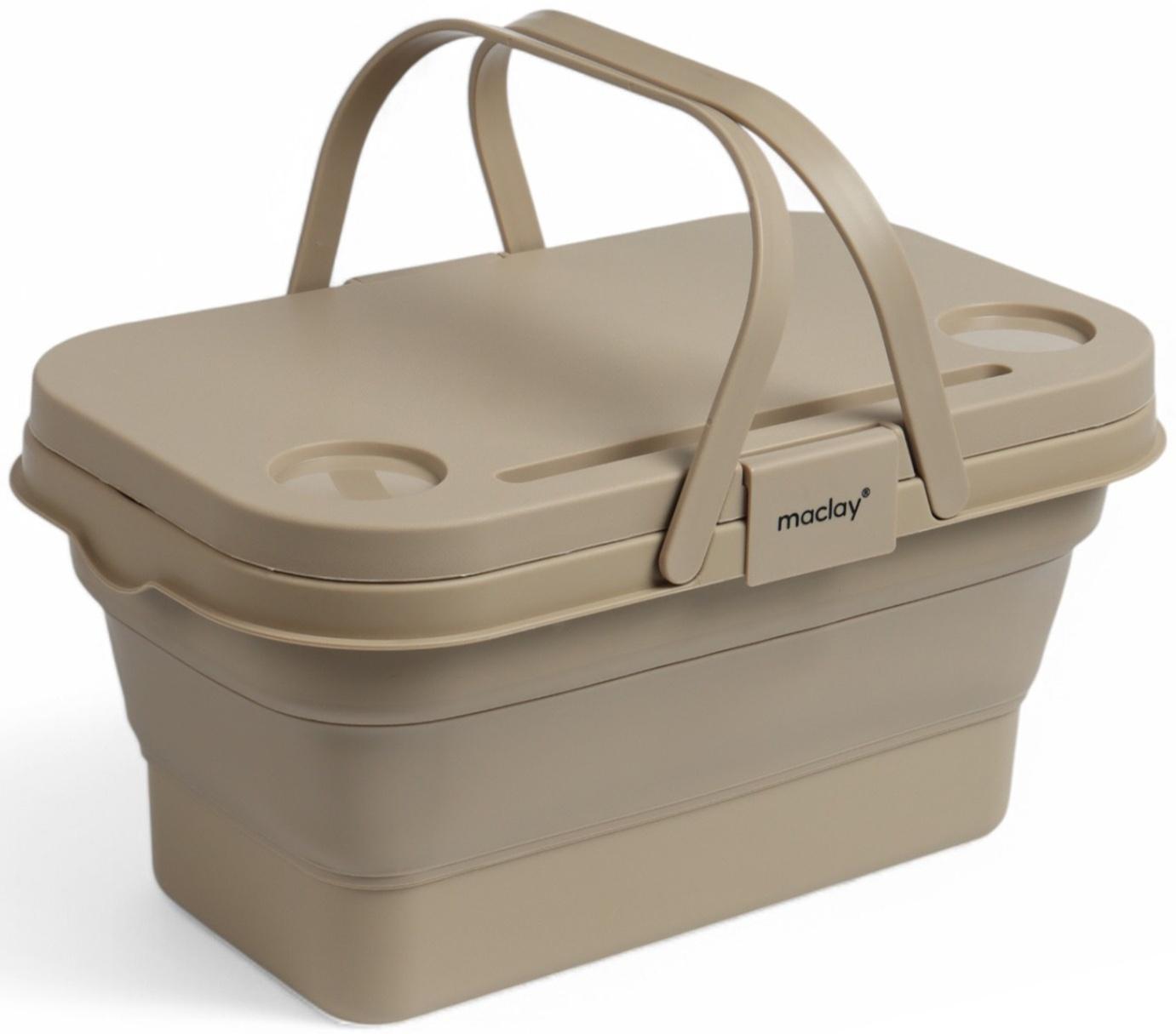 Корзина - столик Maclay 2 в 1, складная, 47 х 28,5 х 23,5 см, стол 45 х 28 х 16 см, бежевая