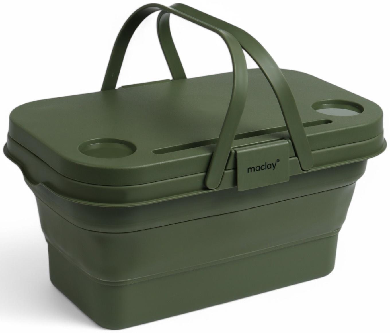 Корзина - столик Maclay 2 в 1, складная, 47 х 28,5 х 23,5 см, стол 45 х 28 х 16 см, зелёная