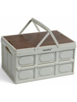 Стол - корзина Maclay 2 в 1, складной, 15 л, 33 х 22 х 17/4,5 см, светло-серый