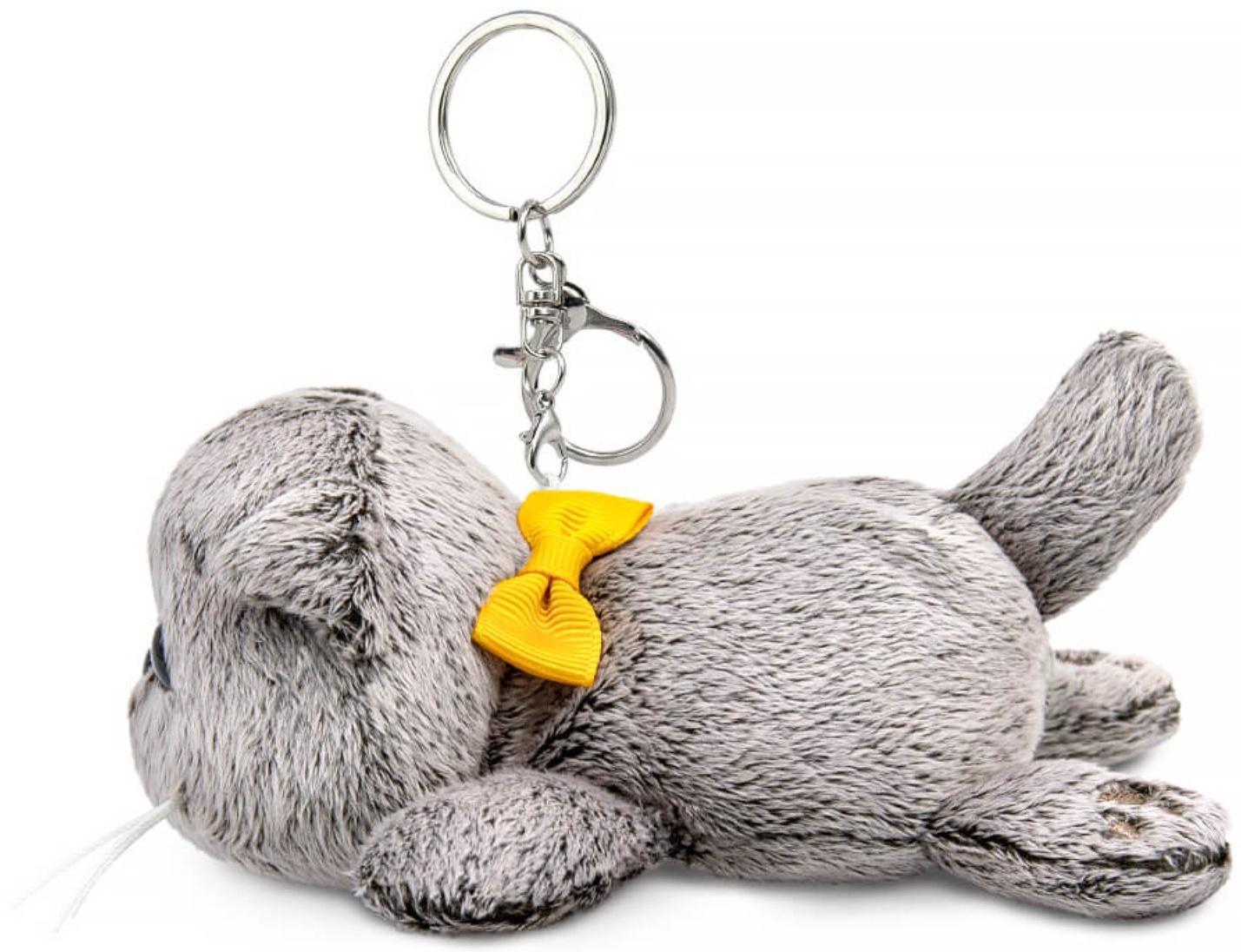 Мягкая игрушка - брелок «Кот Басик с бантиком», лежачий, 11 см