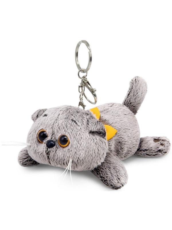 Мягкая игрушка - брелок «Кот Басик с бантиком», лежачий, 11 см