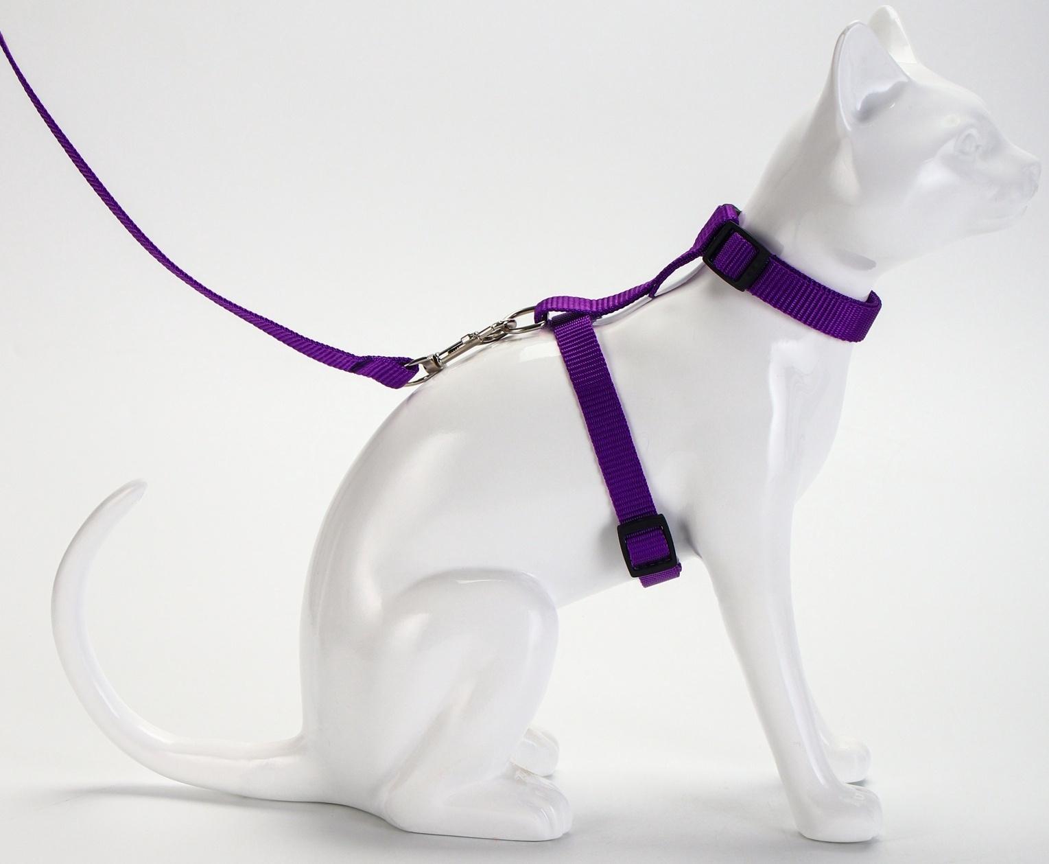Комплект для кошек, ширина 1,5 см, ОШ 16,5-27 см, ОГ 21-35 см, поводок 120 см, фиолетовый