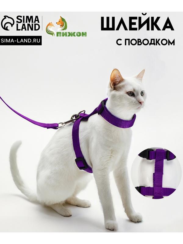 Комплект для кошек, ширина 1,5 см, ОШ 16,5-27 см, ОГ 21-35 см, поводок 120 см, фиолетовый