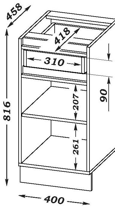 Шкаф напольный «Ника», с ящиком, 400×477×816 мм, цвет бежевый софт МДФ/дуб вотан