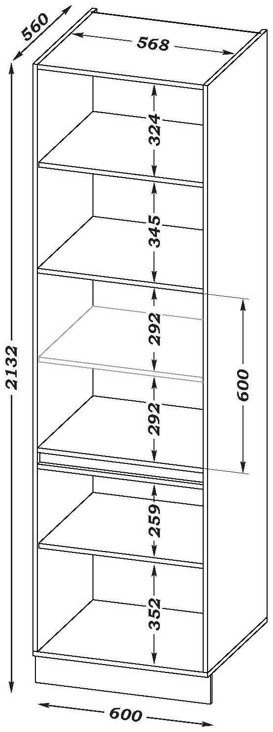 Пенал для кухни «Ника», 600×576×2132 мм, цвет бежевый софт МДФ/дуб вотан