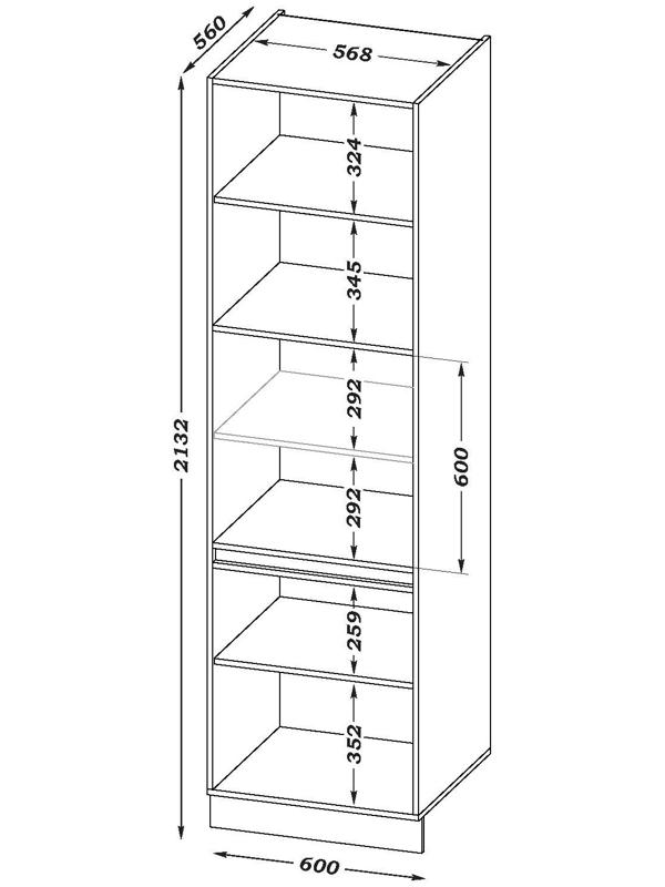 Пенал для кухни «Ника», 600×576×2132 мм, цвет бежевый софт МДФ/дуб вотан