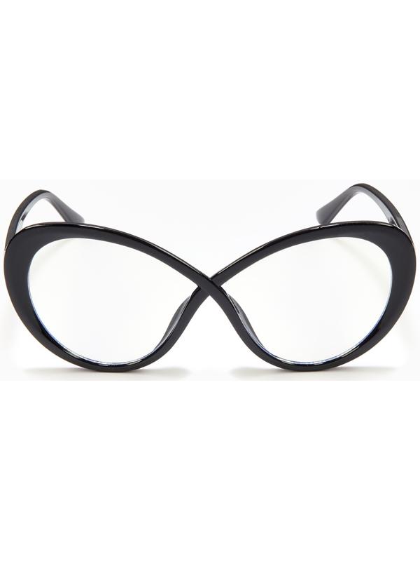 Очки женские имиджевые, прозрачные, дужка 14.2 см, ширина 14.1 см, линза 5.4×6.9 см, черные