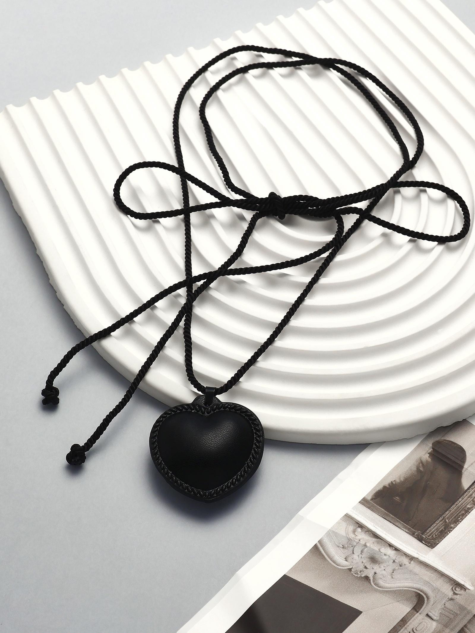 Портупея с кулоном «Сердечко» кожа, трансформер, чёрная, 150 см