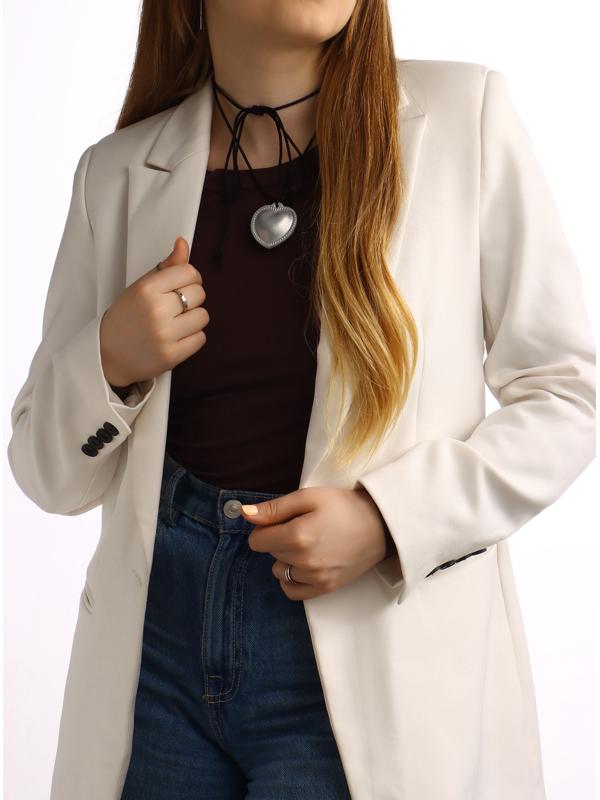 Портупея с кулоном «Сердечко» кожа, трансформер, цвет серебро, 150 см