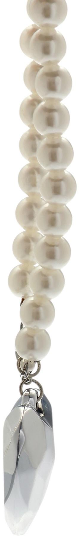 Портупея жемчужная с кулоном «Сердце», 129 см, белая в серебре