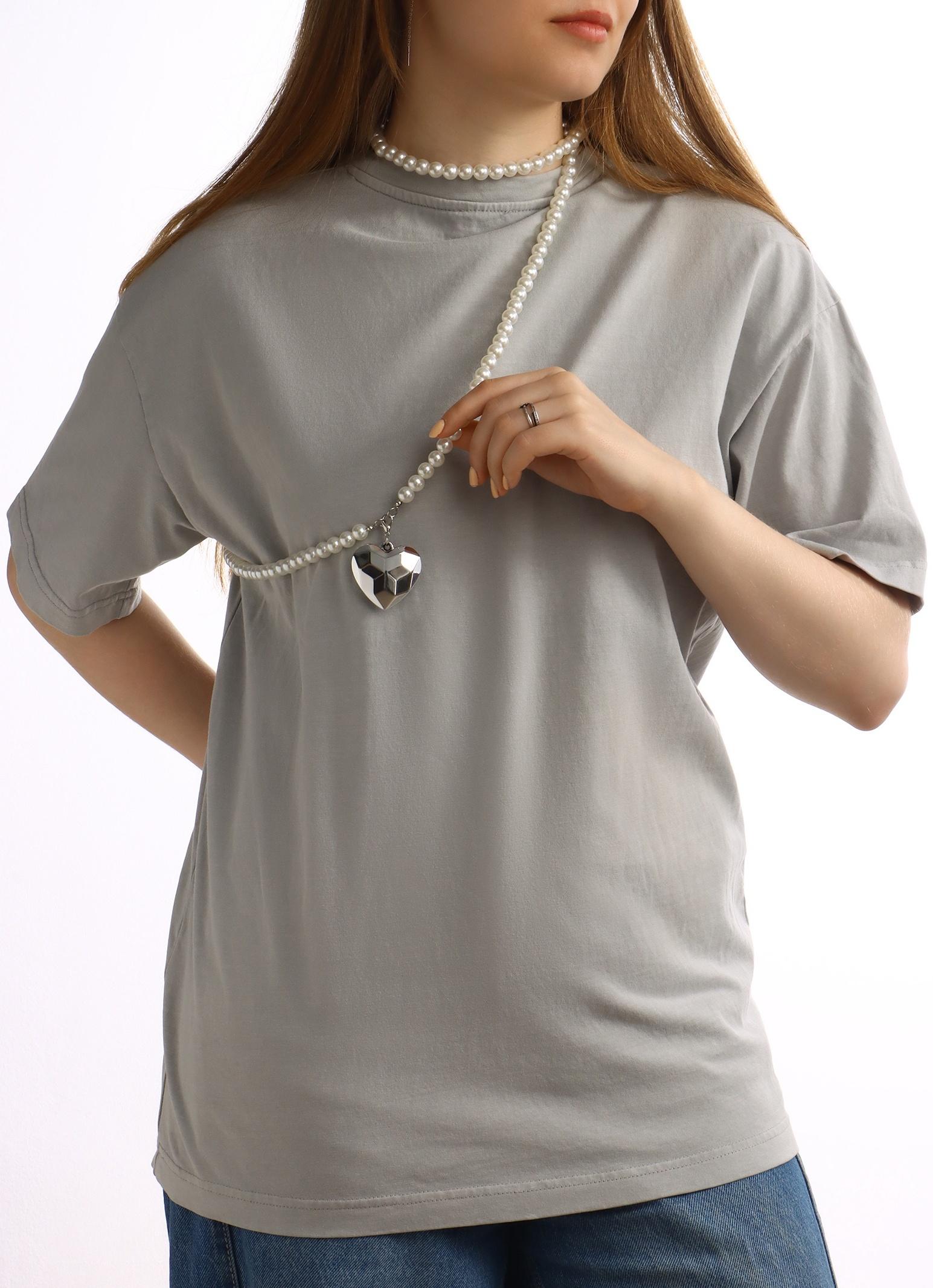 Портупея жемчужная с кулоном «Сердце», 129 см, белая в серебре