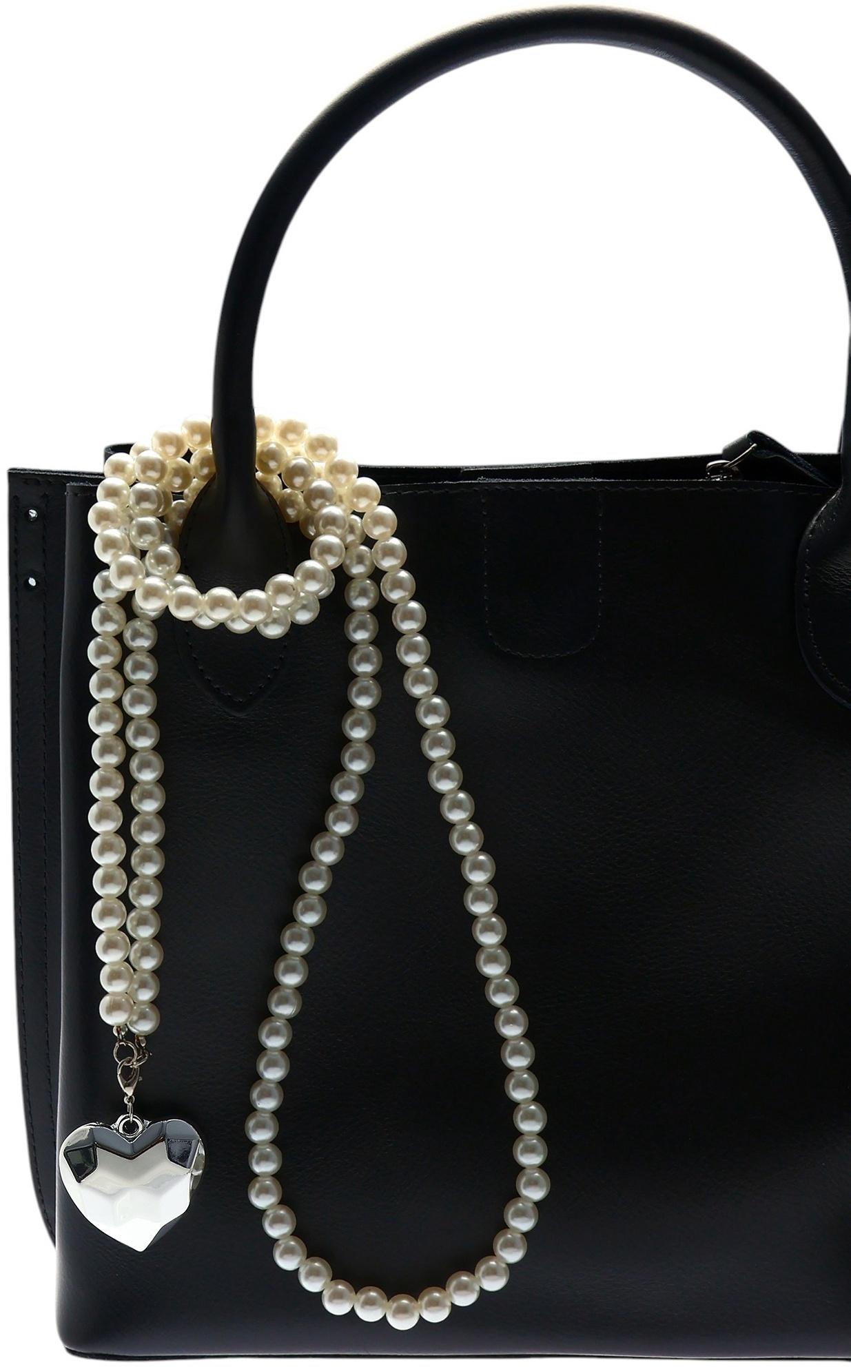 Портупея жемчужная с кулоном «Сердце», 129 см, белая в серебре