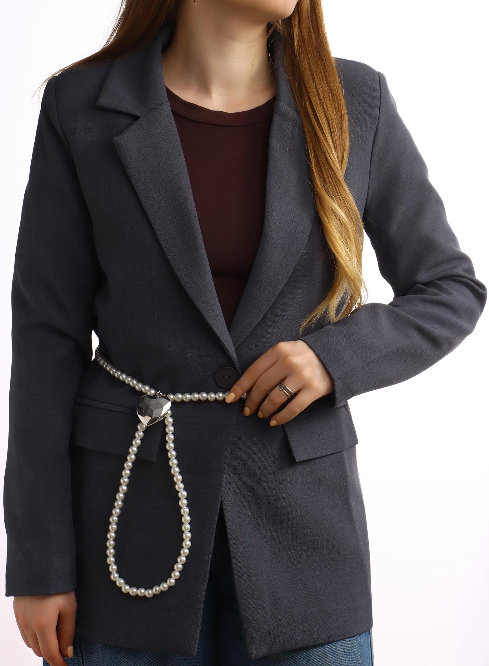 Портупея жемчужная с кулоном «Сердце», 129 см, белая в серебре