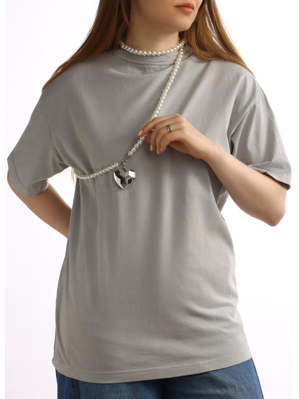 Портупея жемчужная с кулоном «Сердце», 129 см, белая в серебре