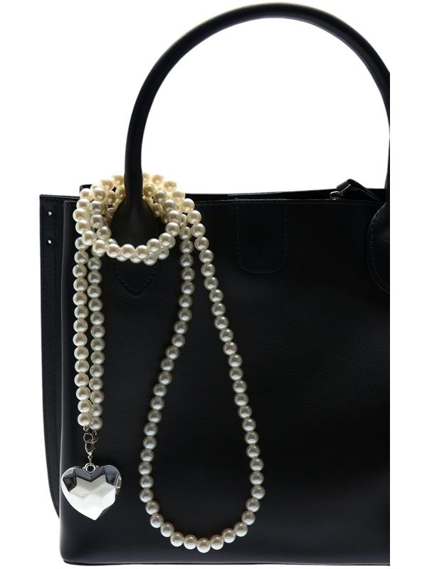 Портупея жемчужная с кулоном «Сердце», 129 см, белая в серебре