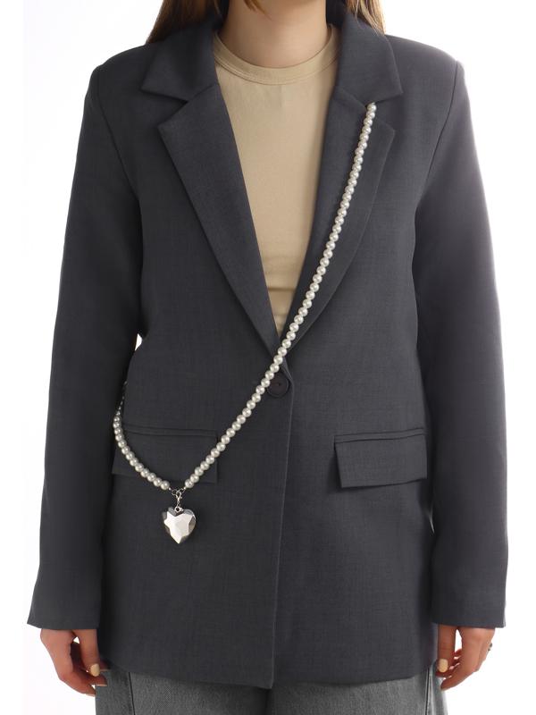 Портупея жемчужная с кулоном «Сердце», 129 см, белая в серебре