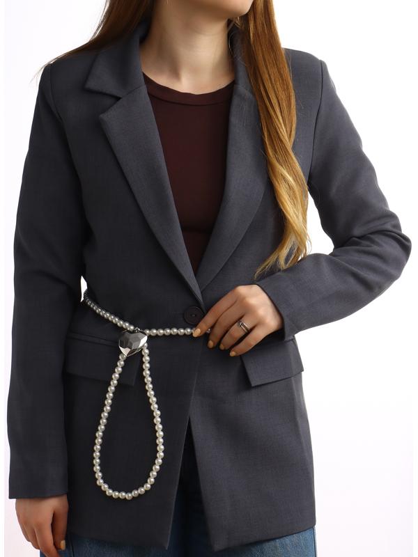 Портупея жемчужная с кулоном «Сердце», 129 см, белая в серебре