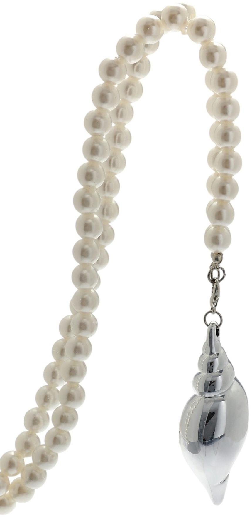 Портупея жемчужная с кулоном «Ракушка», 129 см, белая в серебре