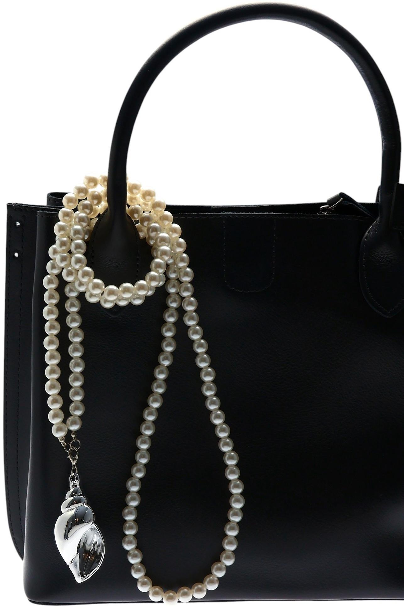 Портупея жемчужная с кулоном «Ракушка», 129 см, белая в серебре