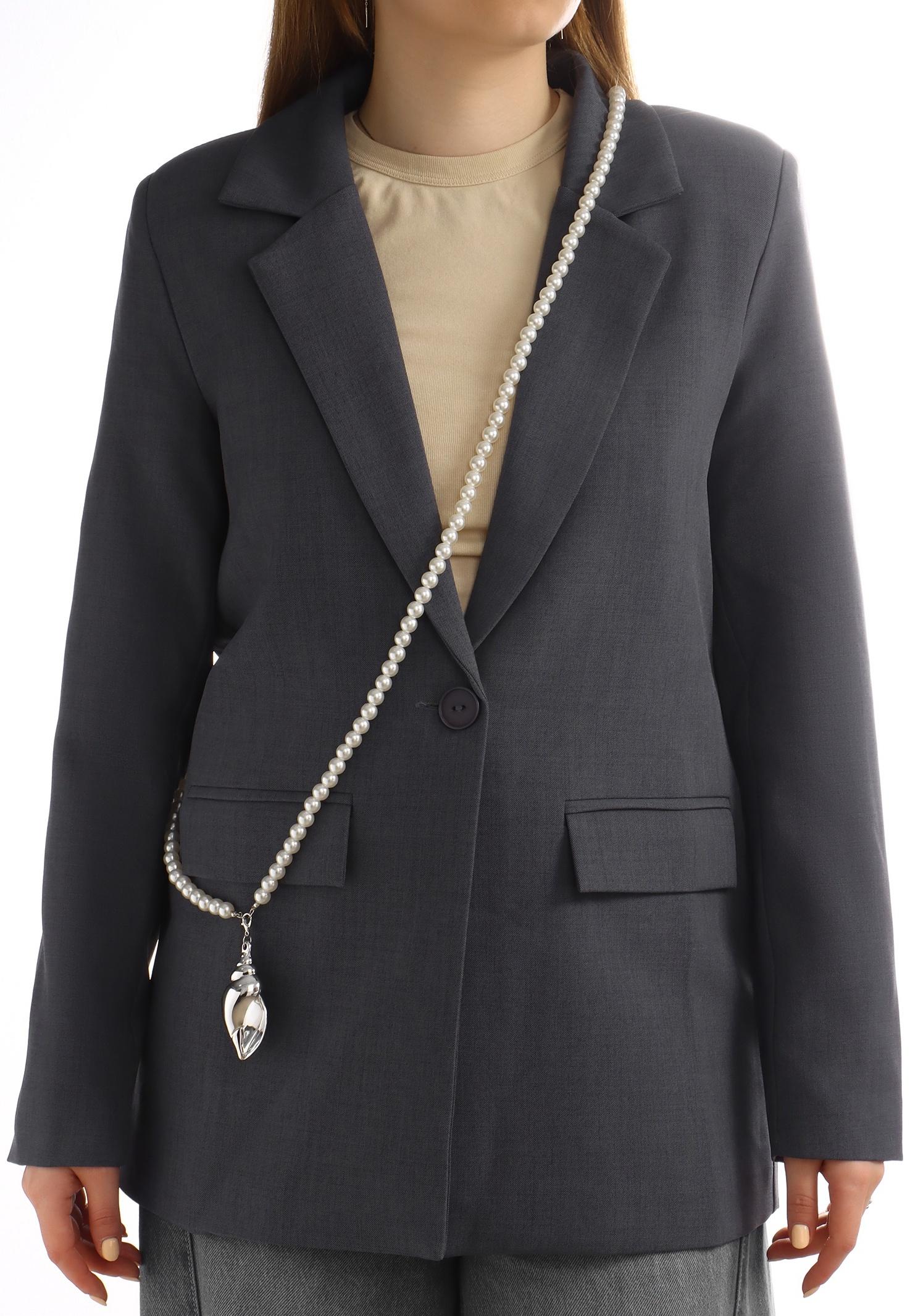 Портупея жемчужная с кулоном «Ракушка», 129 см, белая в серебре