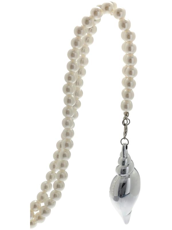 Портупея жемчужная с кулоном «Ракушка», 129 см, белая в серебре