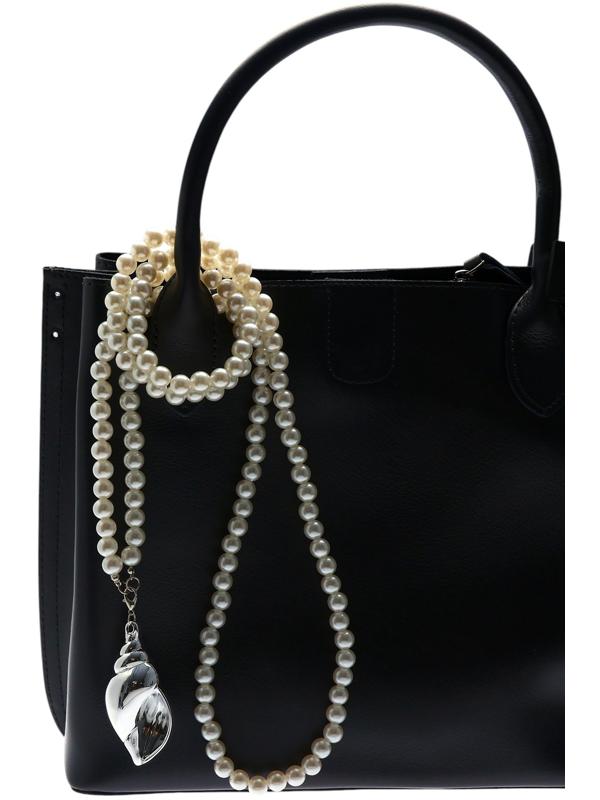 Портупея жемчужная с кулоном «Ракушка», 129 см, белая в серебре