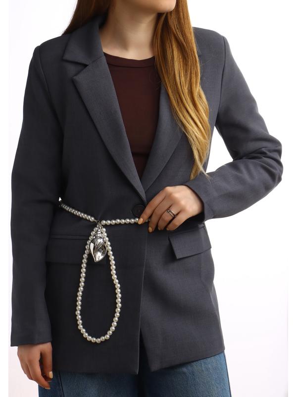 Портупея жемчужная с кулоном «Ракушка», 129 см, белая в серебре