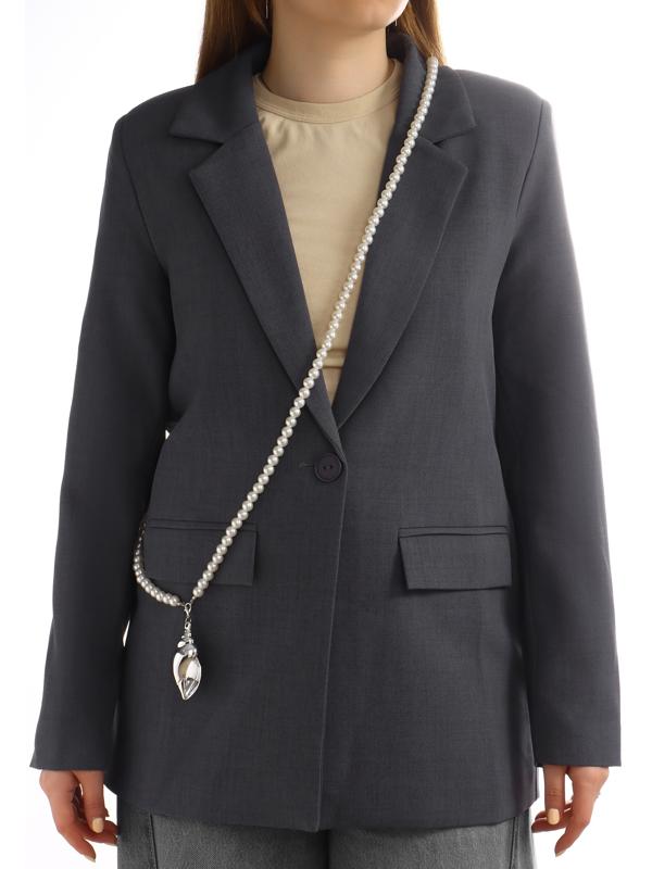 Портупея жемчужная с кулоном «Ракушка», 129 см, белая в серебре