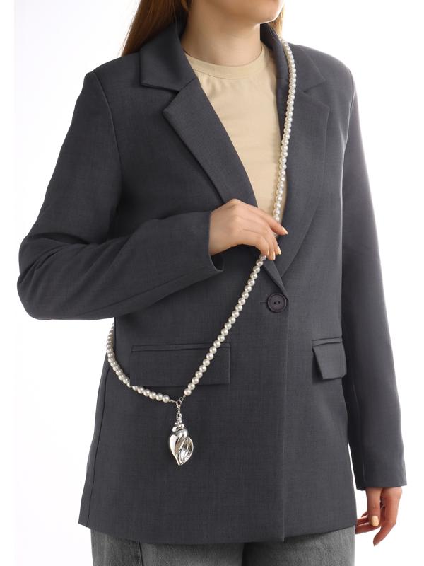 Портупея жемчужная с кулоном «Ракушка», 129 см, белая в серебре