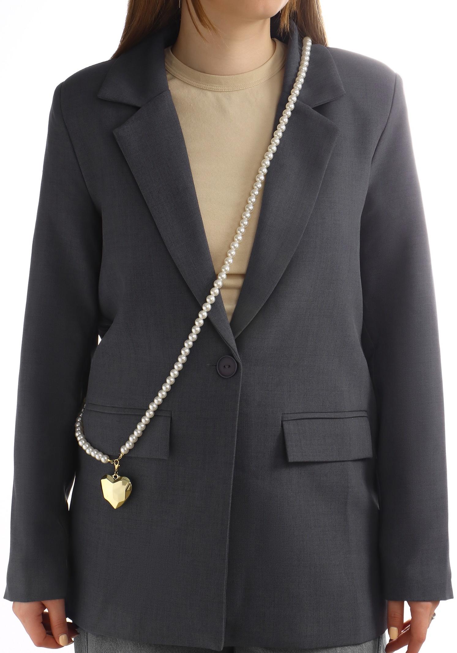 Портупея жемчужная с кулоном «Сердце», 129 см, белая в золоте