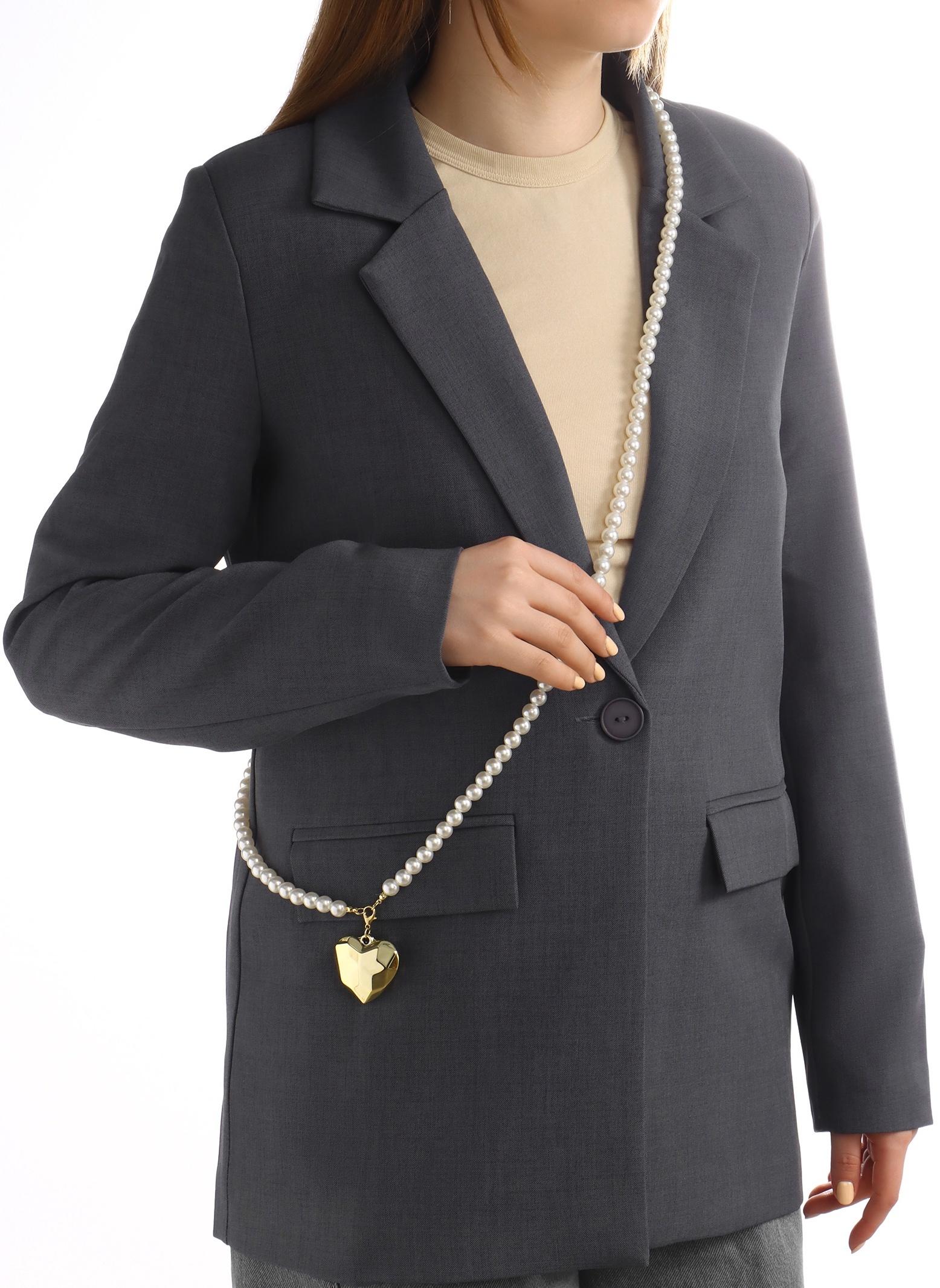 Портупея жемчужная с кулоном «Сердце», 129 см, белая в золоте