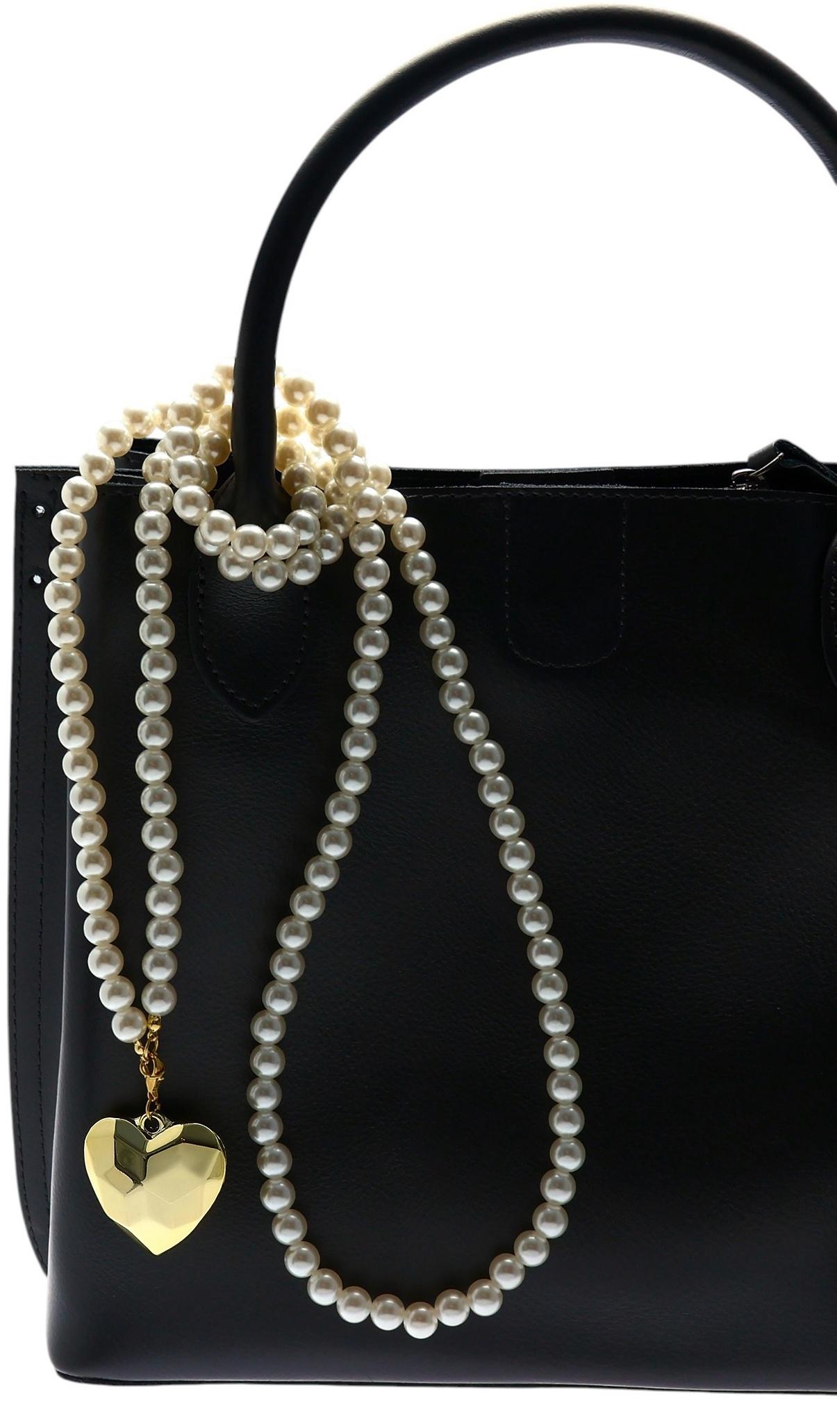 Портупея жемчужная с кулоном «Сердце», 129 см, белая в золоте