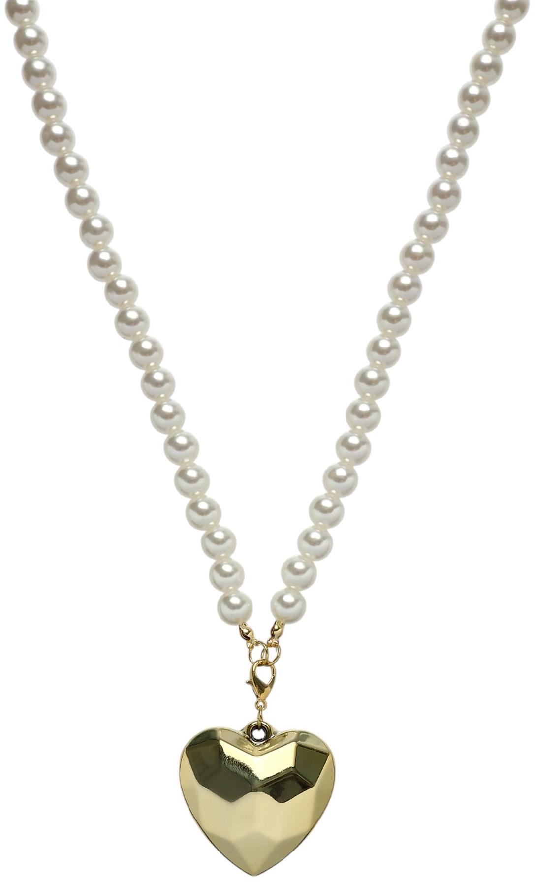 Портупея жемчужная с кулоном «Сердце», 129 см, белая в золоте