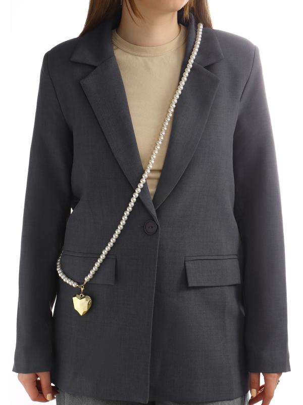 Портупея жемчужная с кулоном «Сердце», 129 см, белая в золоте