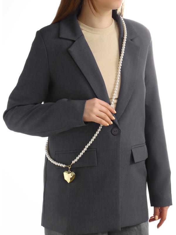 Портупея жемчужная с кулоном «Сердце», 129 см, белая в золоте