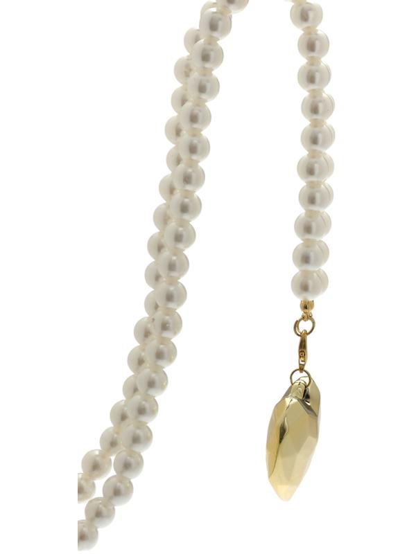 Портупея жемчужная с кулоном «Сердце», 129 см, белая в золоте