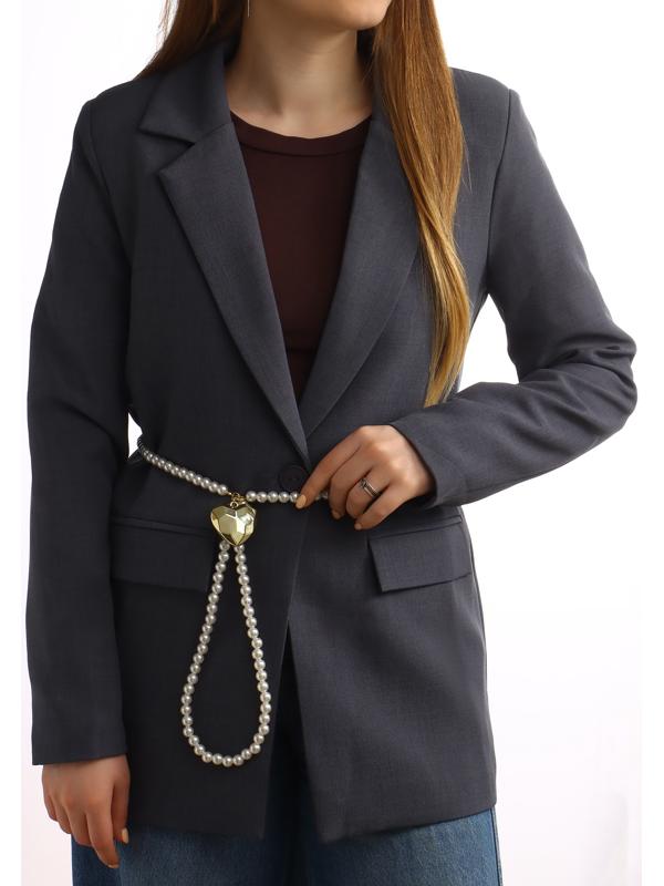 Портупея жемчужная с кулоном «Сердце», 129 см, белая в золоте