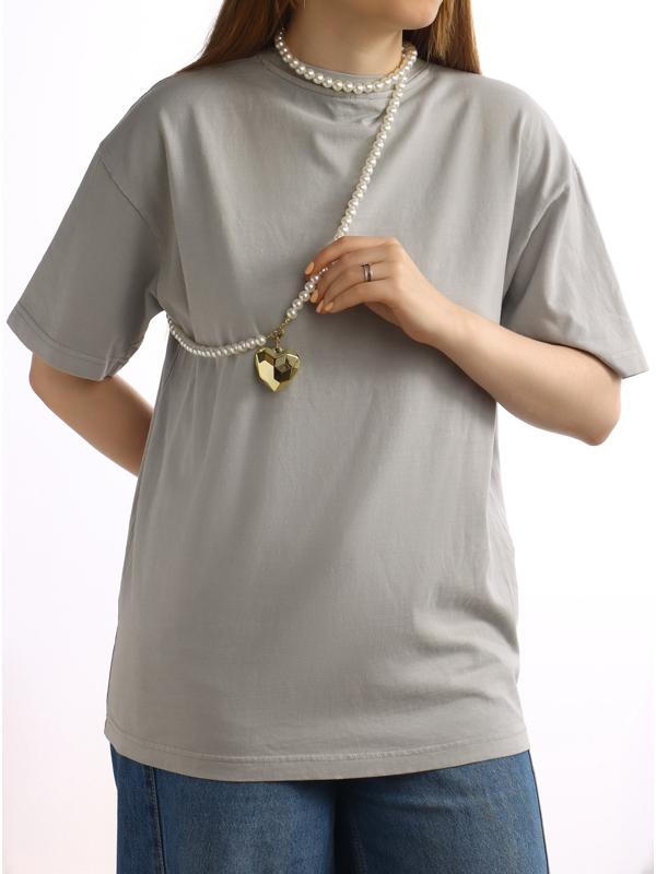 Портупея жемчужная с кулоном «Сердце», 129 см, белая в золоте