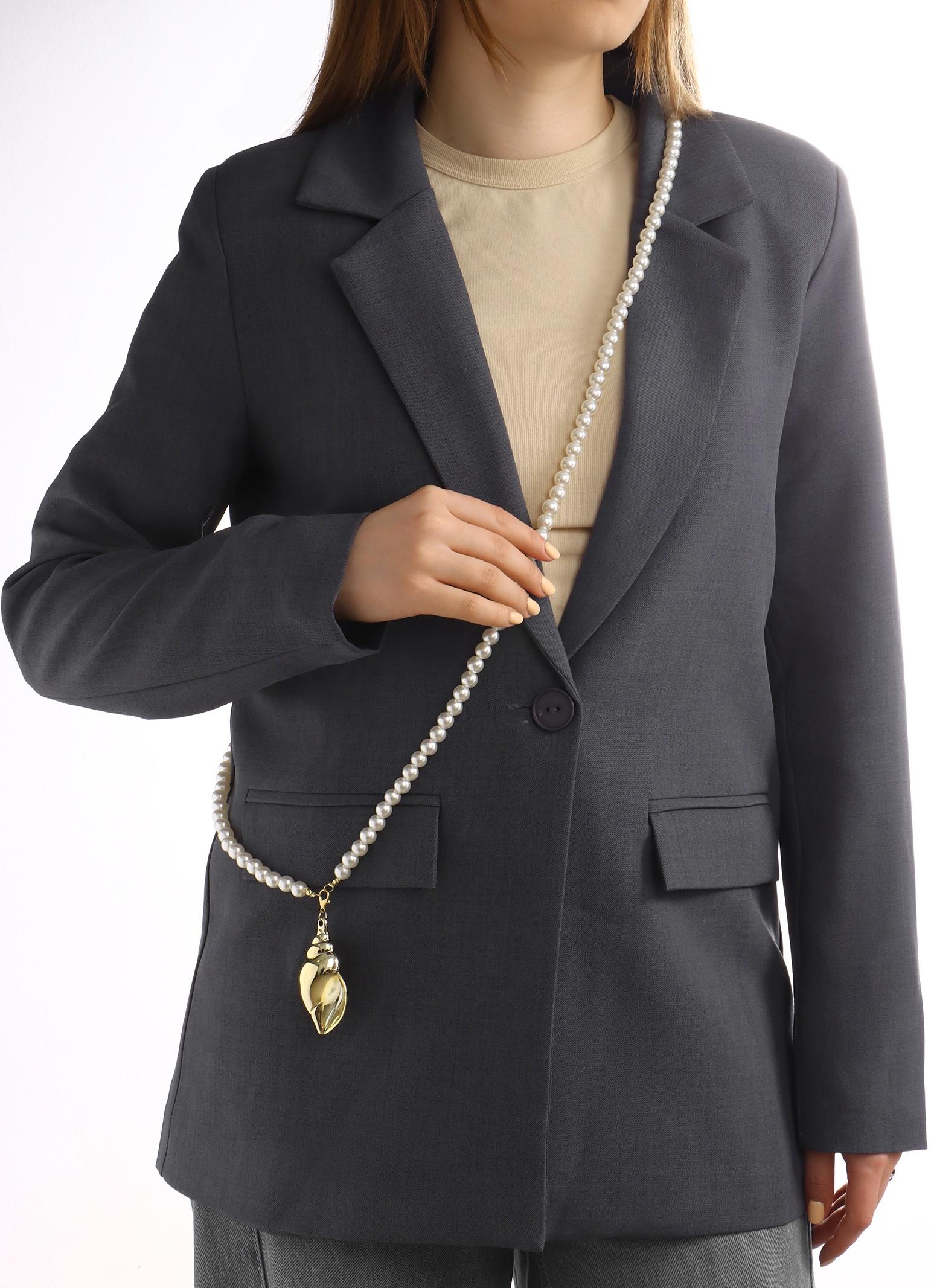 Портупея жемчужная с кулоном «Ракушка», 129 см, белая в золоте