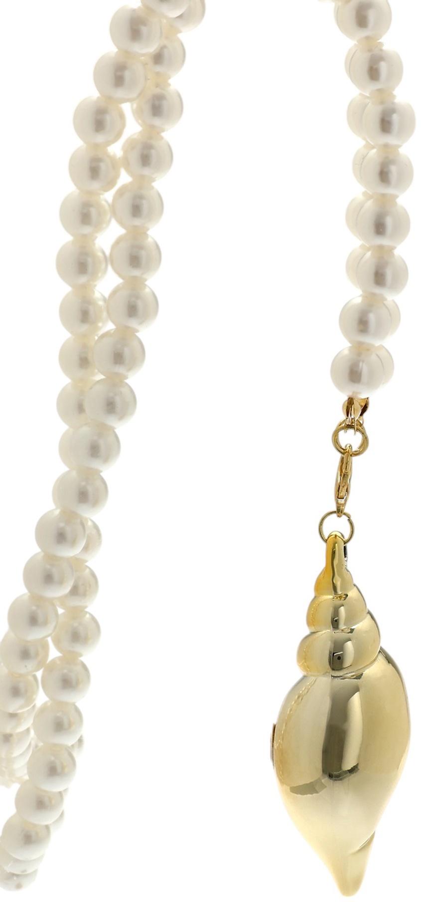 Портупея жемчужная с кулоном «Ракушка», 129 см, белая в золоте