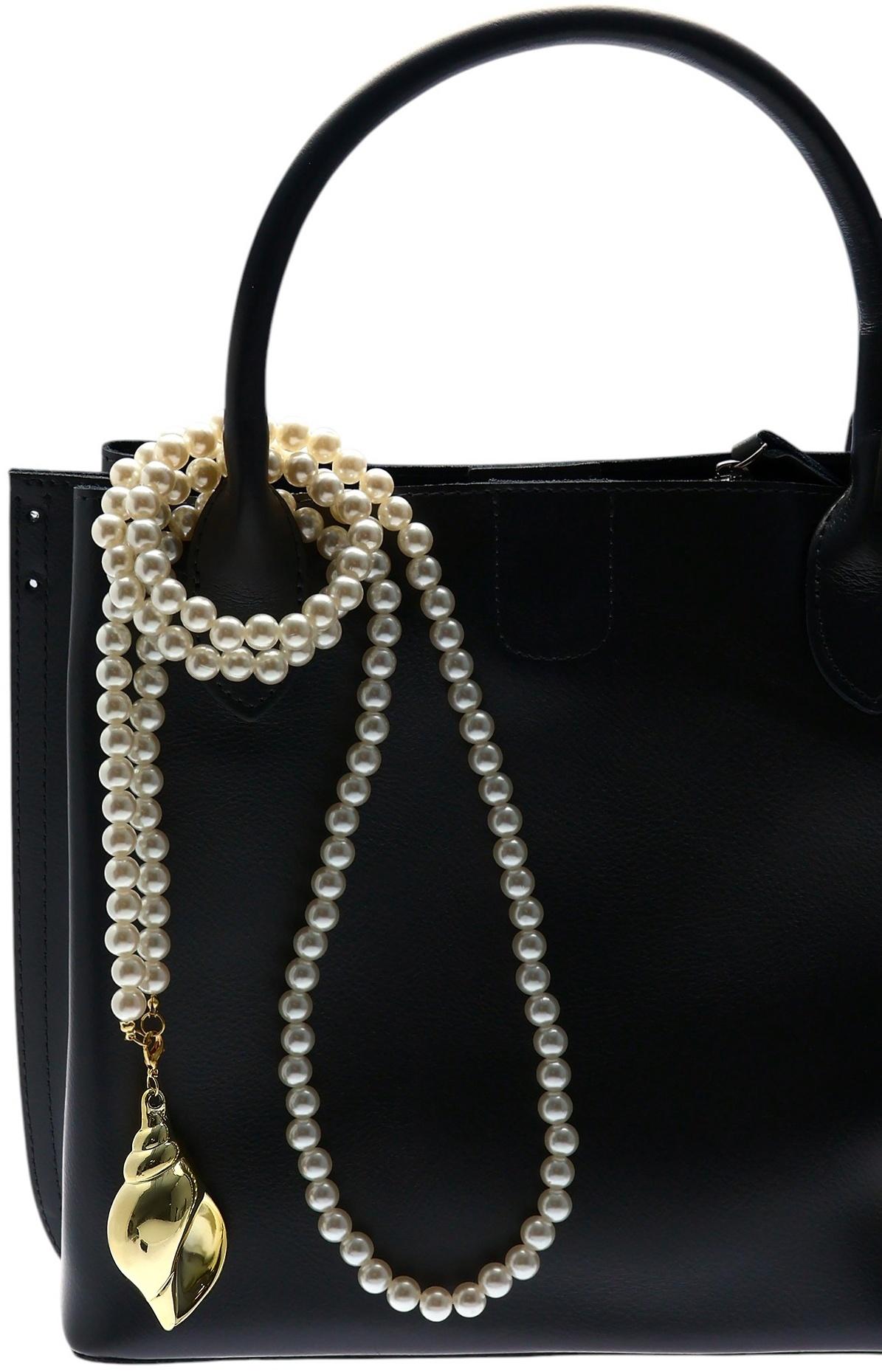 Портупея жемчужная с кулоном «Ракушка», 129 см, белая в золоте