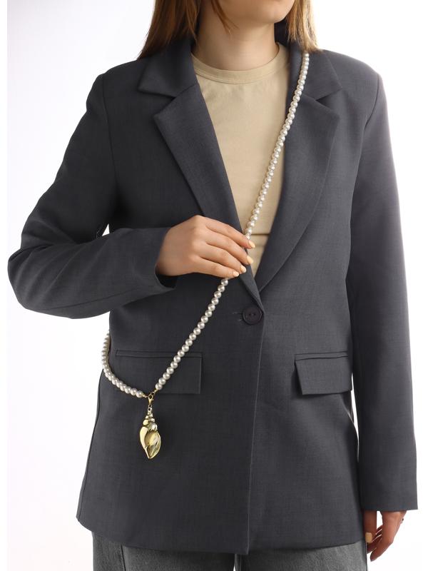 Портупея жемчужная с кулоном «Ракушка», 129 см, белая в золоте